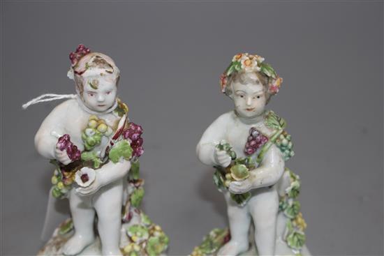 Two early Derby figures of cherubs, c.1756, H. 12cm